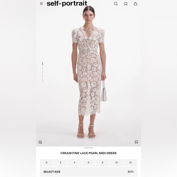 Self-Portrait Dresses & Skirts - Self Portrait CREAM FINE LACE PEARL MIDI DRESS